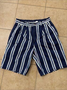 Vintage Vertical Stripe Casual Shorts
